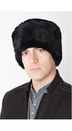 Black rex fur hat